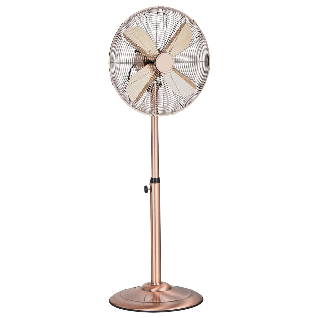 Industrial Pedestal Fan, 16 Inch 75-Degree Oscillating Fan, Height Adjustable Standing Fans with 3 Adjustable Speeds, High Power Floor Fans for Bedroom, Living Room, Home, Office, Copper