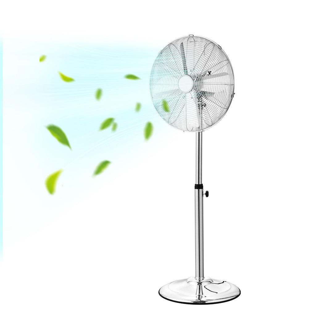 Industrial Pedestal Fan, 16 Inch Oscillating Standing Fan, Adjustable Height Floor Stand Floor fan with 3 Adjustable Speeds, High Power Tall Fan for Bedroom, Living Room, Home Office