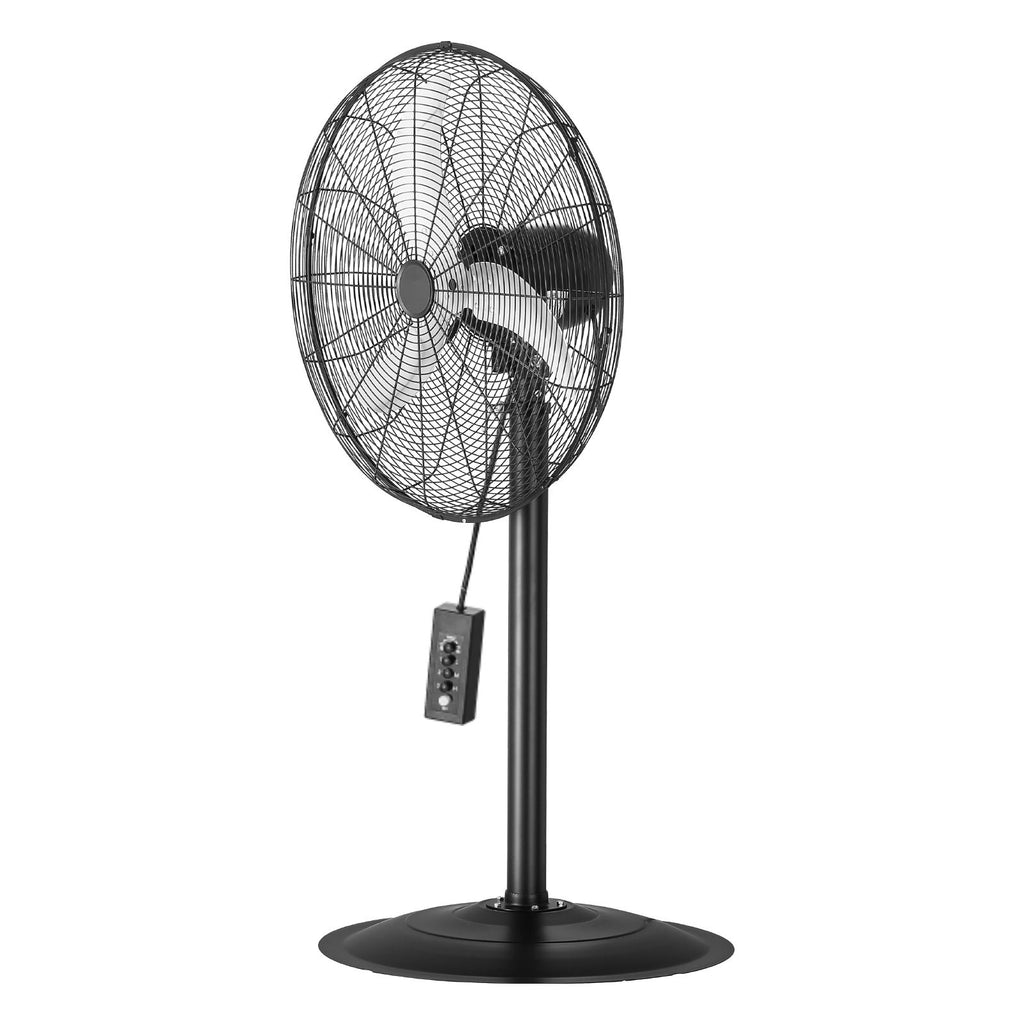 Industrial Pedestal Fan, 24 Inch 85-Degree Oscillating Fan, Height Adjustable Standing Fans with 3 Adjustable Speeds, High Power Fans for Warehouse,Garage,Commercial, Black