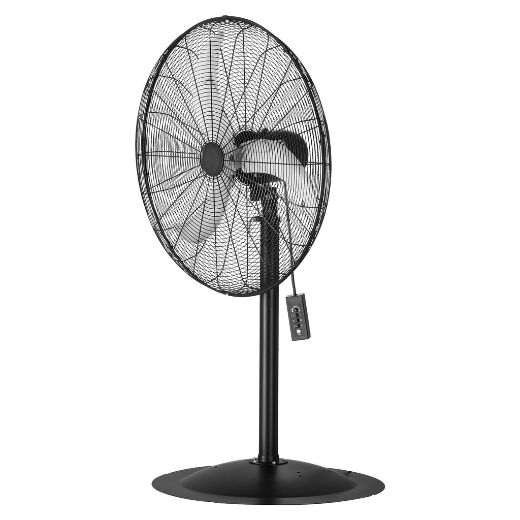 Industrial Pedestal Fan, 30 Inch 85-Degree Oscillating Fan, Height Adjustable Standing Fans with 3 Adjustable Speeds, High Power Fans for Warehouse,Garage,Commercial, Black