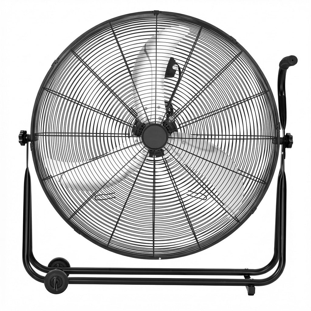 Industrial Shop Fan, 30 Inch Floor Drum Fan, High Velocity 12000 CFM, Heavy Duty Aluminum Blades, 3 Speeds, 360 Degree Tilt, Ideal for Commercial, Garage, Warehouse, Basement, Workshop, Black