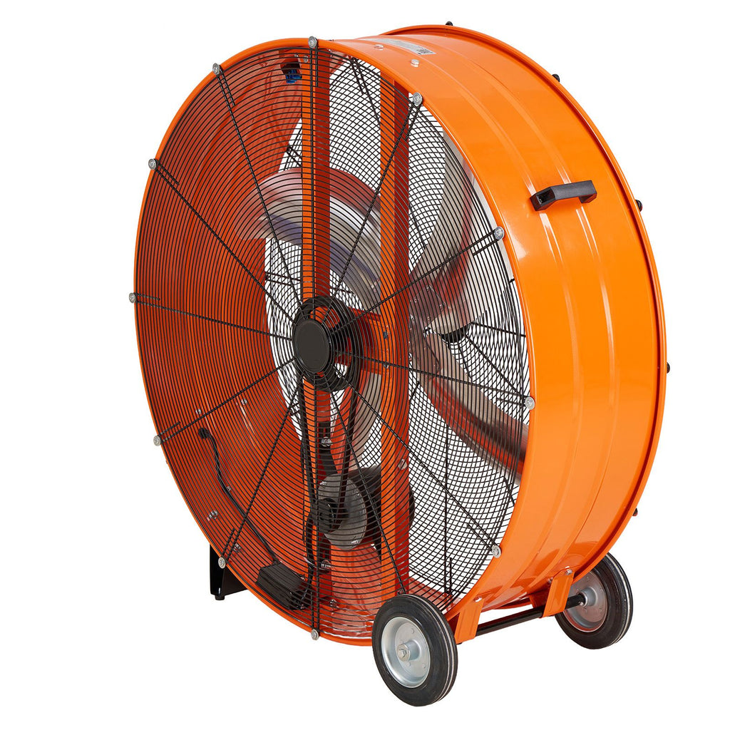 Industrial Shop Fan, 42 Inch Floor Drum Fan, High Velocity 16100 CFM, Heavy Duty Aluminum Blades, 2 Speeds, with Handle, Ideal for Commercial, Garage, Warehouse, Basement, Workshop, Factory