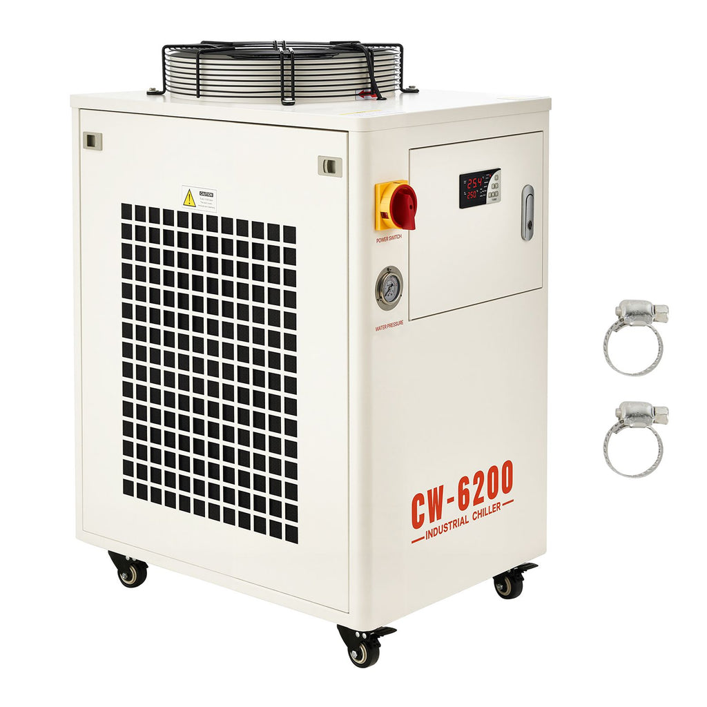 Industrial Water Chiller, 17,060 BTU/h, Industrial Water Cooler Cooling System with Compressor, 3.96 Gal Tank Capacity, 18.5 GPM Max Flow Rate, for CO2 Laser Tube Engraving & Cutting Machine