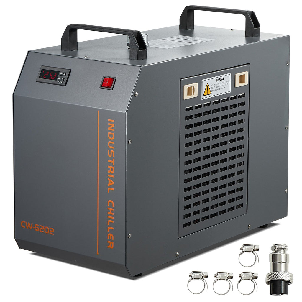 Industrial Water Chiller, CW-5202, Industrial Water Cooler Cooling System with Built-in Compressor 7L Water Tank Capacity 18 L/min Max Flow Rate, for CO2 Laser Engraving Machine Cooling Machine