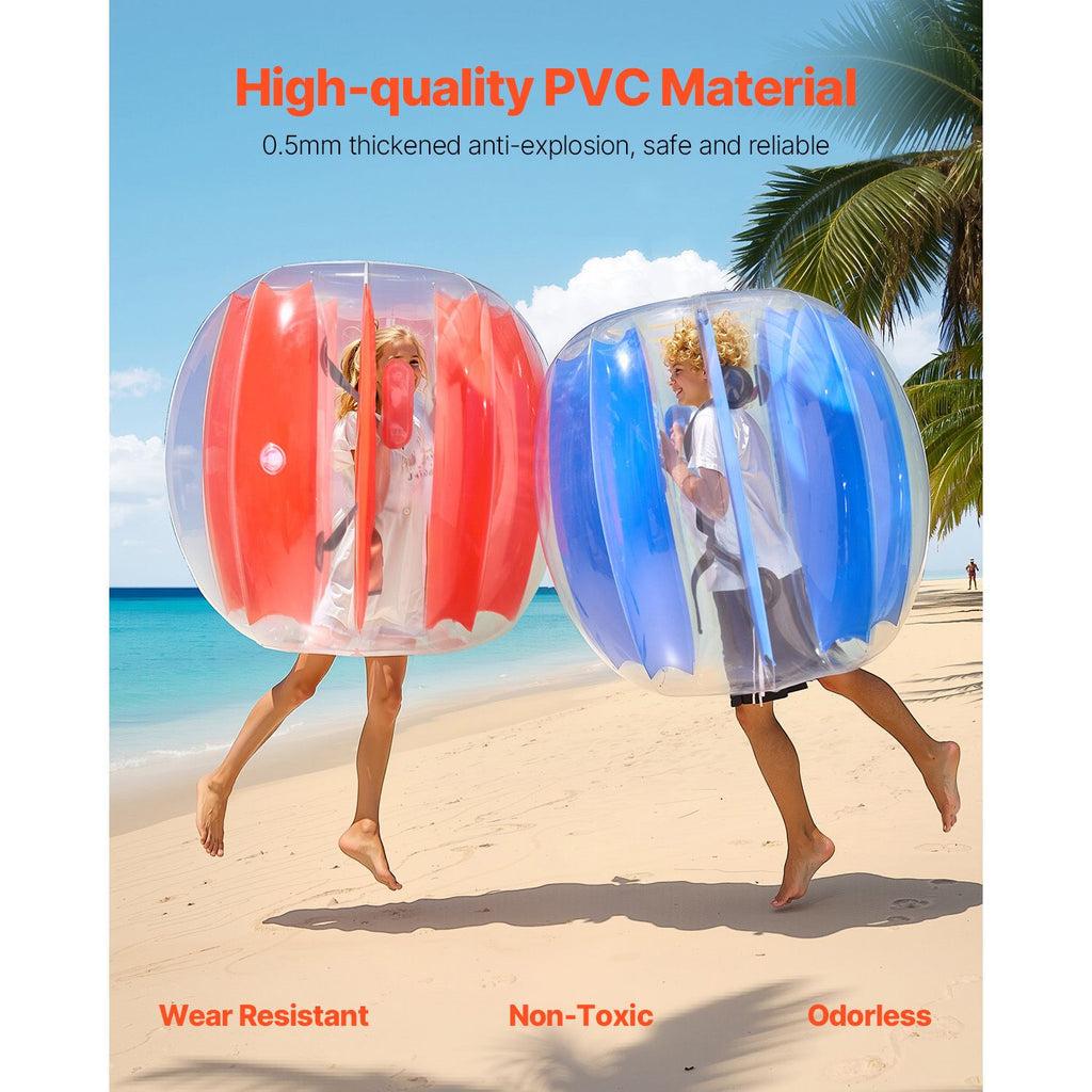 Inflatable Bumper Balls 2-Pack, 4FT/1.2M Body Sumo Ball, Durable Thick PVC Human Hamster Bubble Knocker for Outdoor Sports Team Gaming Play, Bopper Toy for Garden Yard Park, Red & Blue image 2