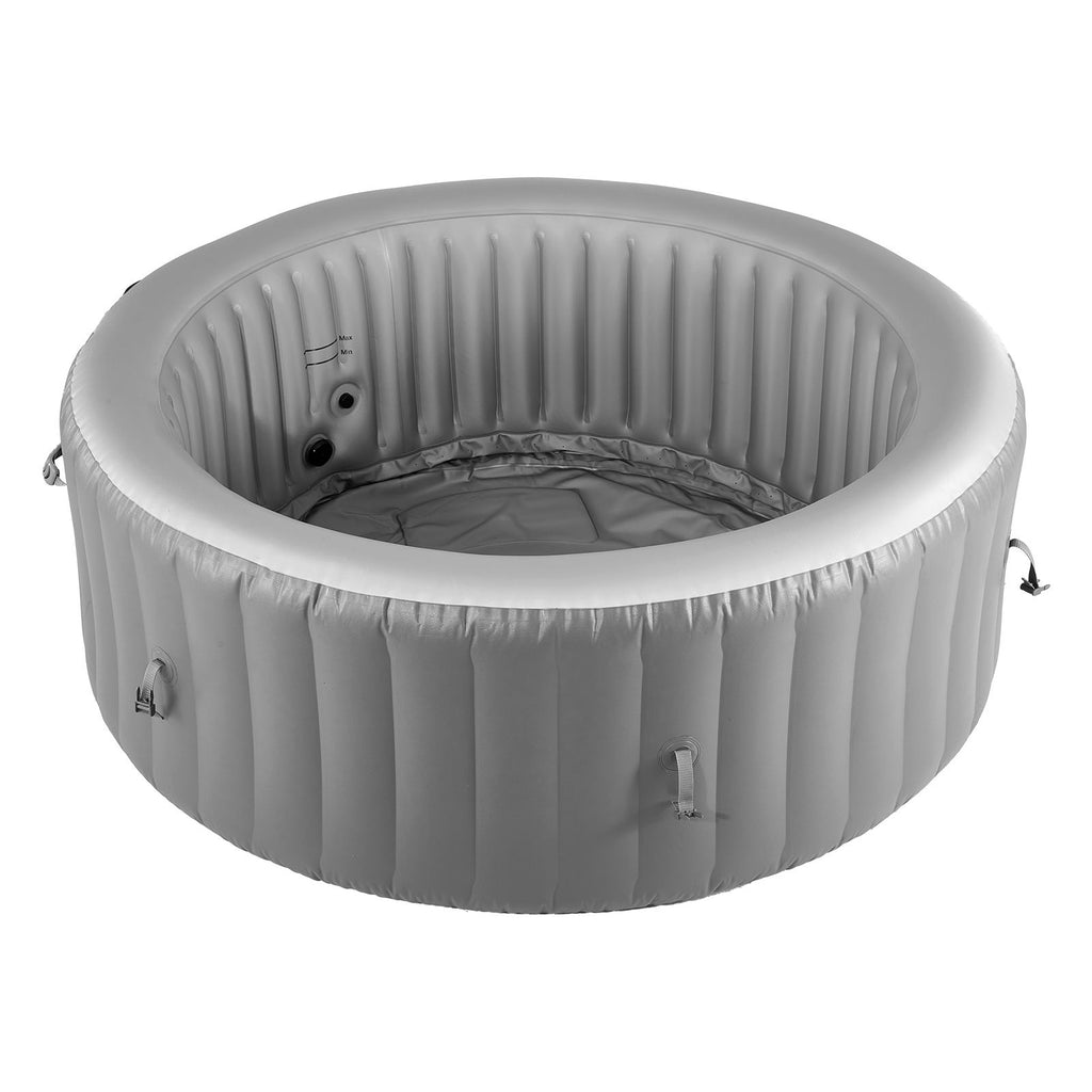 Inflatable Hot Tub, 6 to 8 Person Capacity, 94.5 x 26in Round Portable Outdoor Spa, with 130 Soothing Jets, Headrest, LED Light, Cover, Multi-function Control Panel, PVC Outdoor Hot Tub, Grey