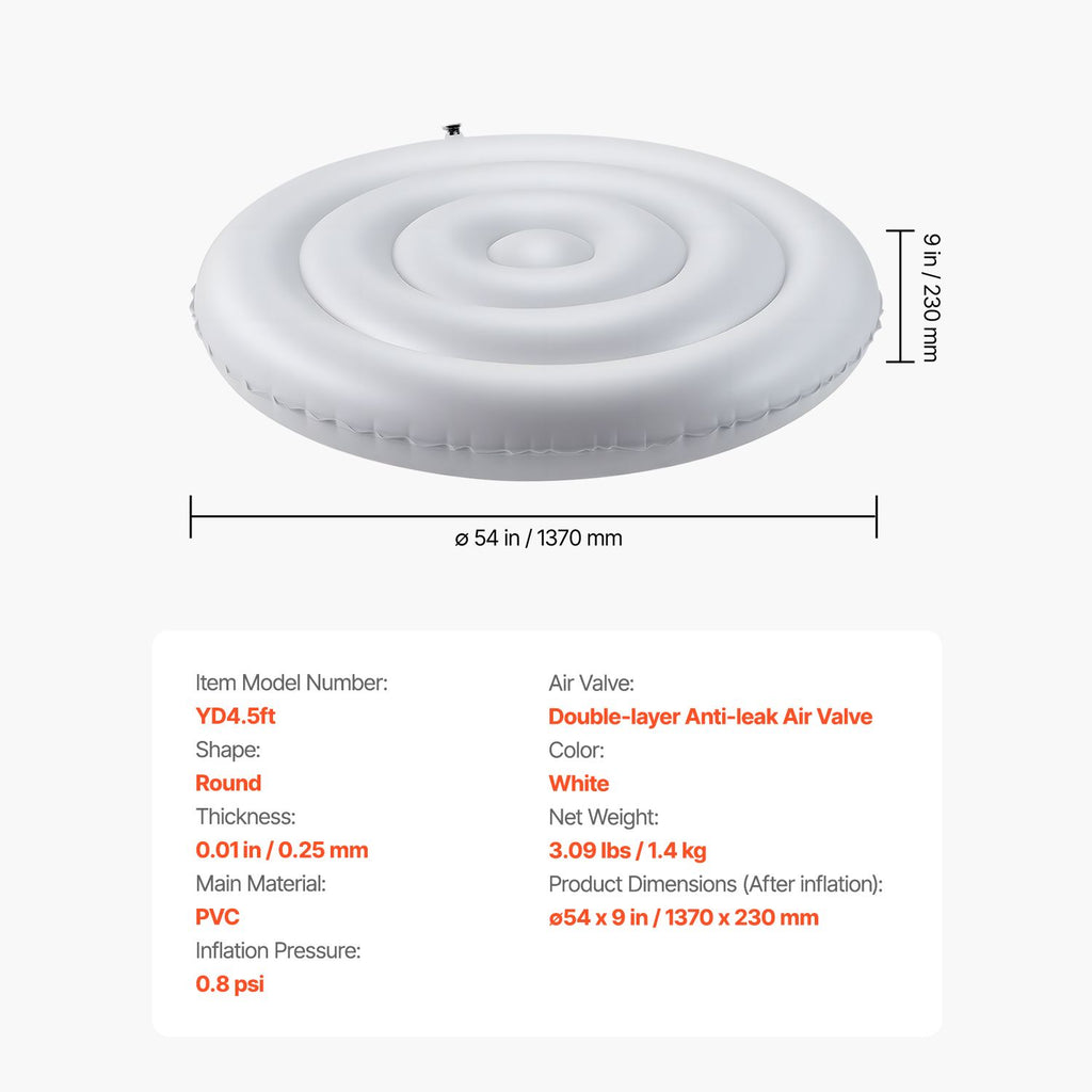 Inflatable Hot Tub Cover, 4.5 Ft Round Hot Tub Cover Protector, Insulated Spa Covers for Inflatable Hottub, Weatherproof and Waterproof Energy Saving Lid for Outdoor Use, White