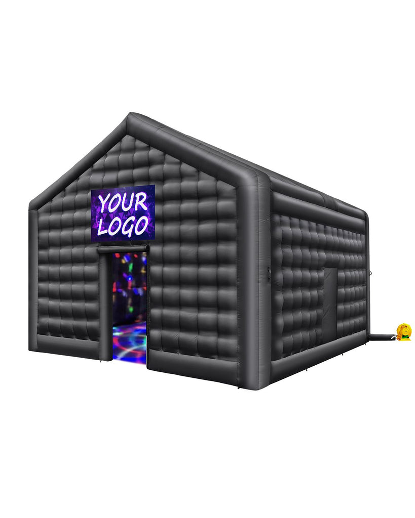 Inflatable Nightclub, 17.7 x 16.4 x 13.9 Ft, Blow up Party Tent with Disco Lights & 680W Blower, Large Inflatable Night Club Tent for Adults, Inflatable House Air Cube for Wedding Birthday Black