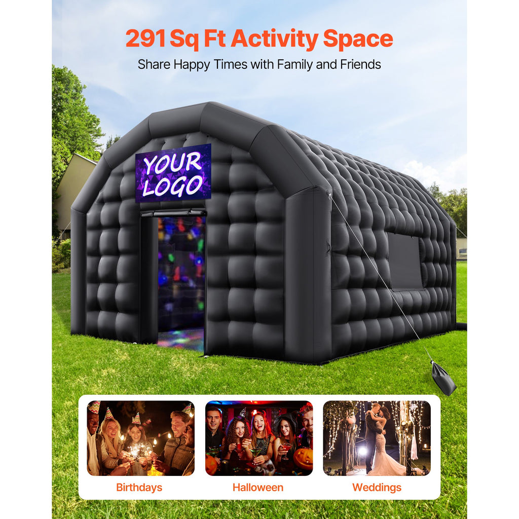 Inflatable Nightclub, 17.72 x 16.4 x 13.9 ft Inflatable Party Tent with 680W Blower & Sandbag, Ventilated Blow up Night Club with 2 Windows, Air Cube House for Event Birthday Wedding Party image 2