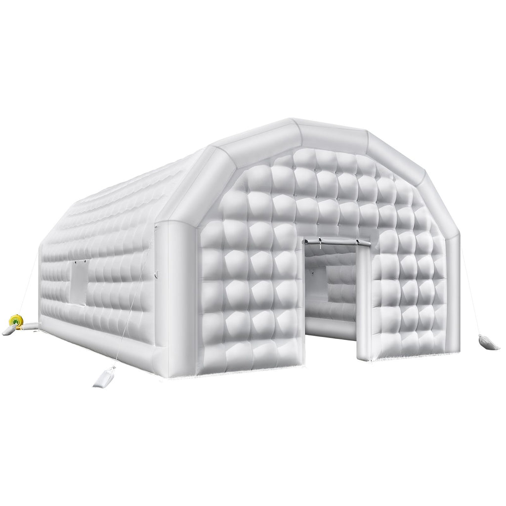 Inflatable Nightclub, 29.5 x 19.7 x 13.1 ft Inflatable Party Tent with 1100W Blower & Sandbag, Blow up Night Club with 2 Windows, Air Cube House for Event Birthday Wedding Party, White
