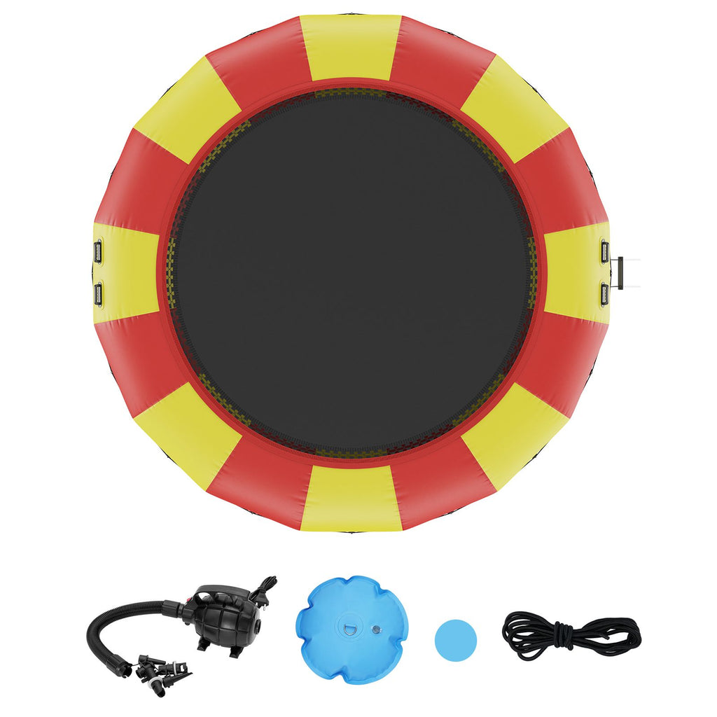 Inflatable Water Bouncer, 17ft Recreational Water Trampoline, Portable Bounce Swim Platform with 5-Step Ladder & Electric Air Pump, Kids Adults Floating Rebounder for Pool, Lake, Water Sports