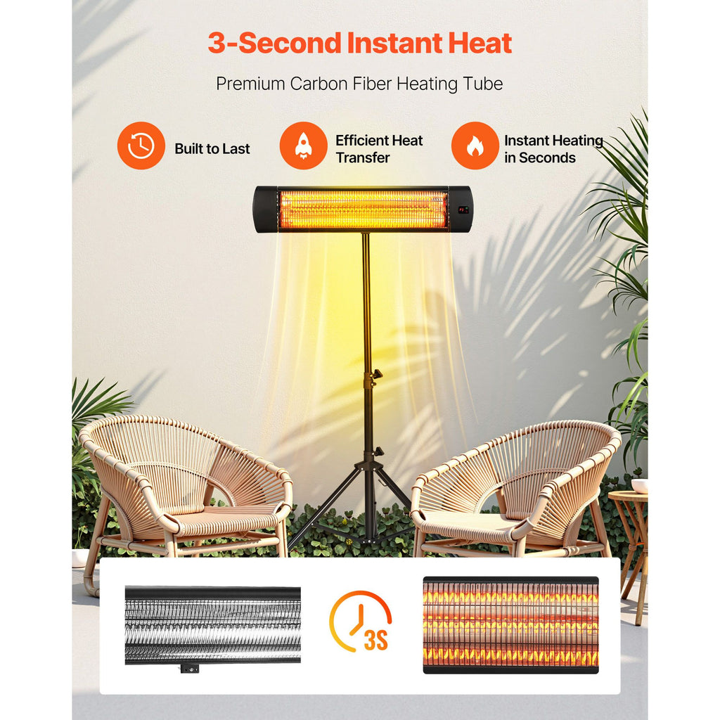 Infrared Heater, 1500W Electric Space Heater with Remote Control, LED Screen w/ 3 Speeds & Timer, Outdoor/Outdoor for Patio,Porch,Dining Room,Studio image 2