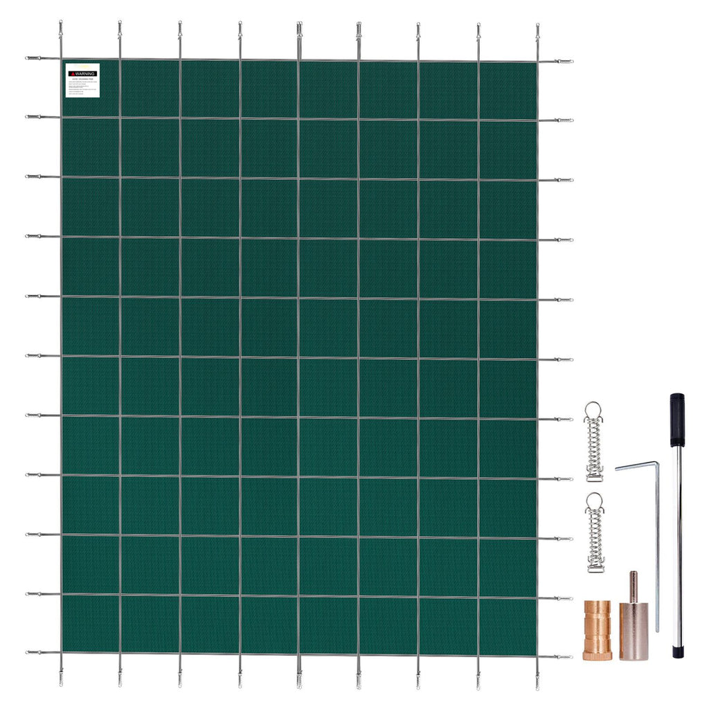 Inground Pool Safety Cover, 20 ft x 42 ft Rectangular Winter Pool Cover, Triple Stitched, High Strength Mesh PP Material with Good Rain Permeability, Installation Hardware Included, Green