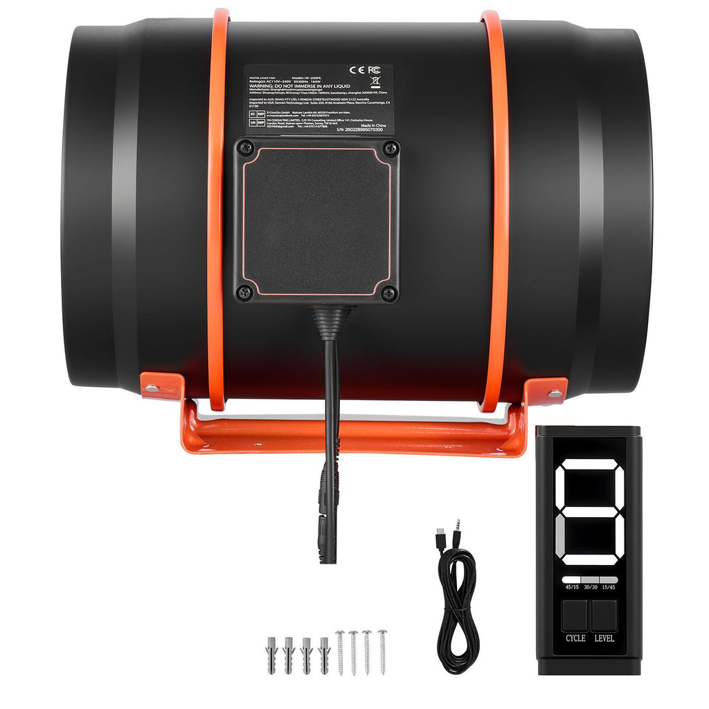 Inline Duct Fan, 807 CFM 8 inch EC Motor Ventilation Fan with 3-Speed Circulation, 10-Speed PWM Controller, Timer-Controlled Operation, Cooling for Grow Tents, Indoor Gardening, Hydroponics