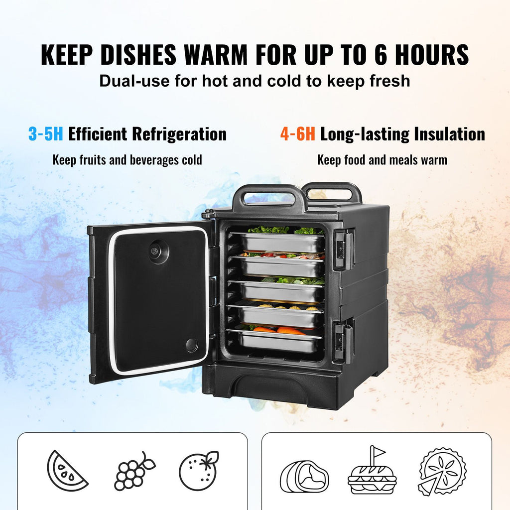 Insulated Food Pan Carrier, 81 Qt Hot Box for Catering, Food Box Carrier with Double Buckles, Front Loading Food Warmer with Handles, Stackable End Loader for Restaurant, Canteen image 2