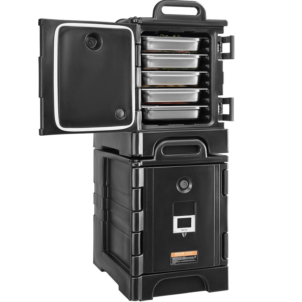 Insulated Food Pan Carrier, 81 Qt x 2 Pack Hot Box for Catering, Food Box Carrier with Double Buckles, Front Loading Food Warmer with Handles, Stackable End Loader for Restaurant, Canteen