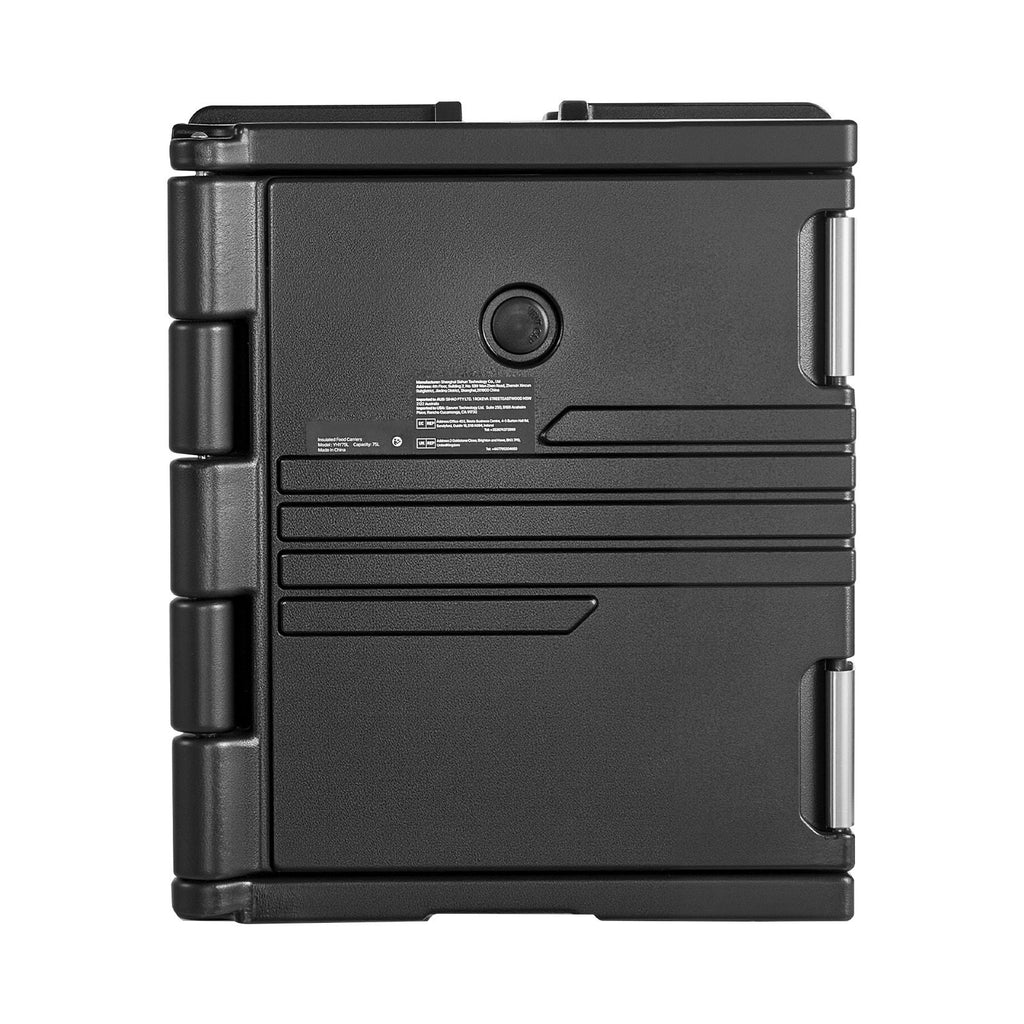 Insulated Food Pan Carrier, 82 Qt Non-Electrical Food Warmer, with Wheel & 304 Stainless Steel Latch, LLDPE Stackable Hot Box, for Various Pan Sizes(NOT Included), Fit Catering BBQ Event(Black)