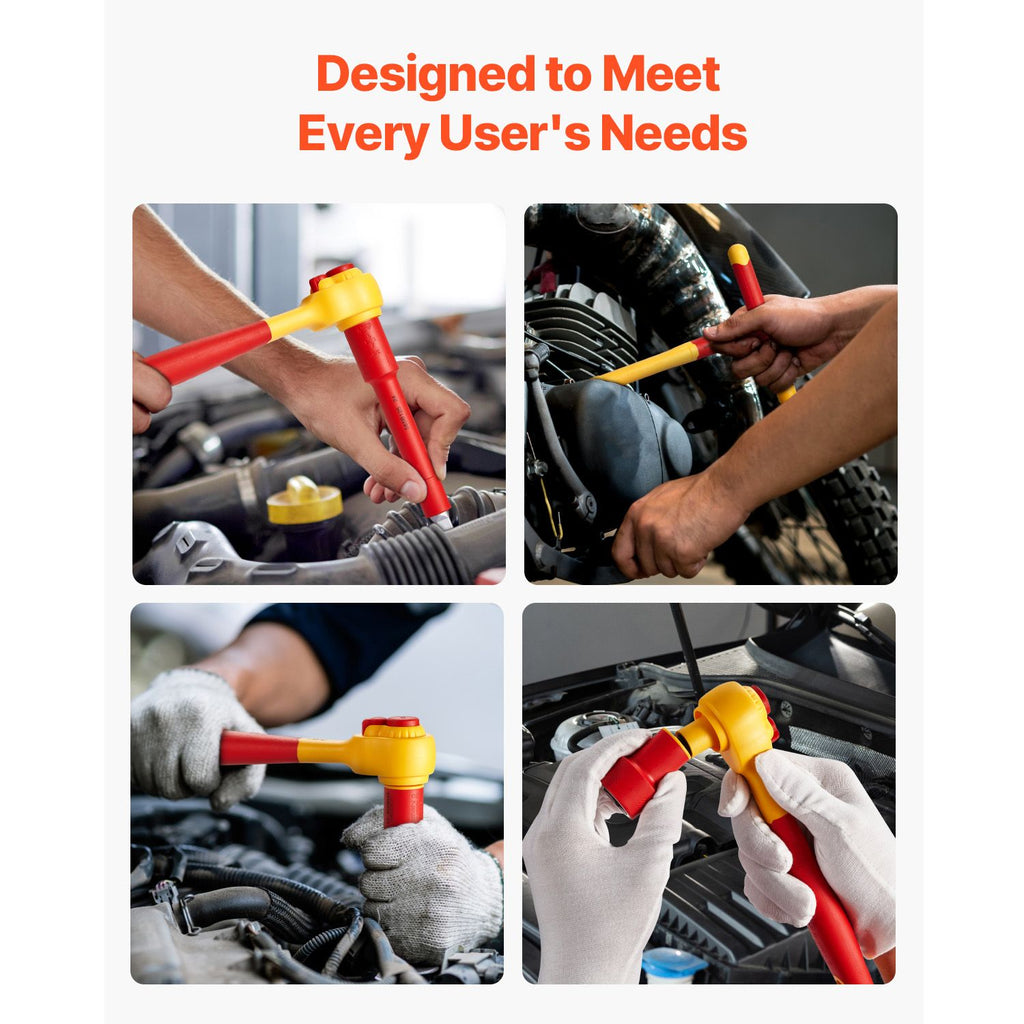 Insulated Socket Set, 16-Piece Insulated Wrench Tool Set, 1000V Insulated Socket Tool, with Insulated Sockets, Insulated T-Handle Wrench, Drive Rachet, Extensions, for Electricians Home Repair