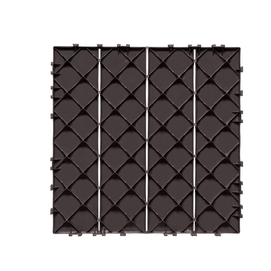 Interlocking Deck Tiles, 10 Pack,12"x12" 10 sq. ft Plastic Waterproof Outdoor Flooring All Weather Use, Patio Floor Decking Covering Tiles for Porch Poolside Balcony Backyard, Dark Brown