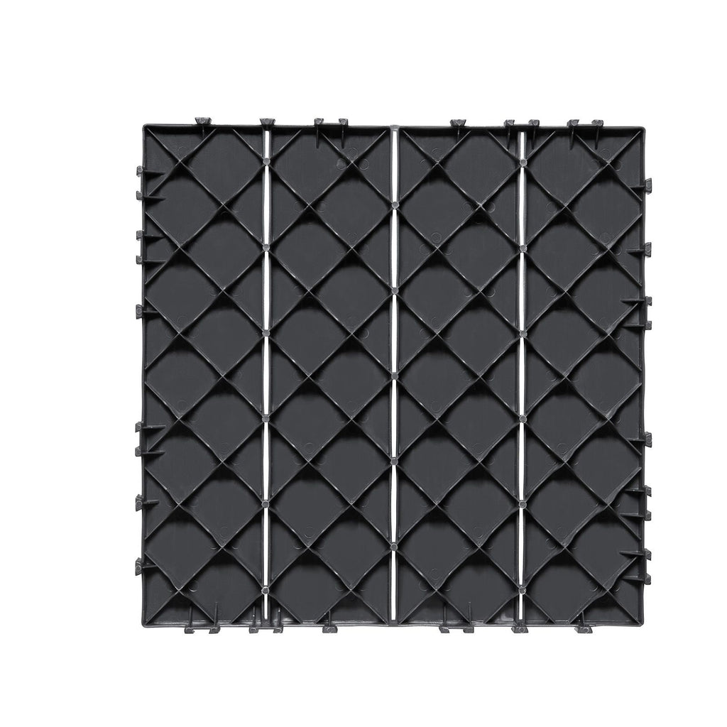 Interlocking Deck Tiles, 10 Pack,12"x12" 10 sq. ft Plastic Waterproof Outdoor Flooring All Weather Use, Patio Floor Decking Covering Tiles for Porch Poolside Balcony Backyard, Dark Grey