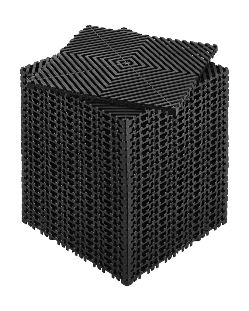 Interlocking Drainage Mat, 12' x 12' Modular Interlocking Cushion, 24 Pcs Splicing Drainage Mats, Non-Slip Black PP Drainage Floor Tile and Shower Mat, for Garage, Garden, Kitchen & Outdoor