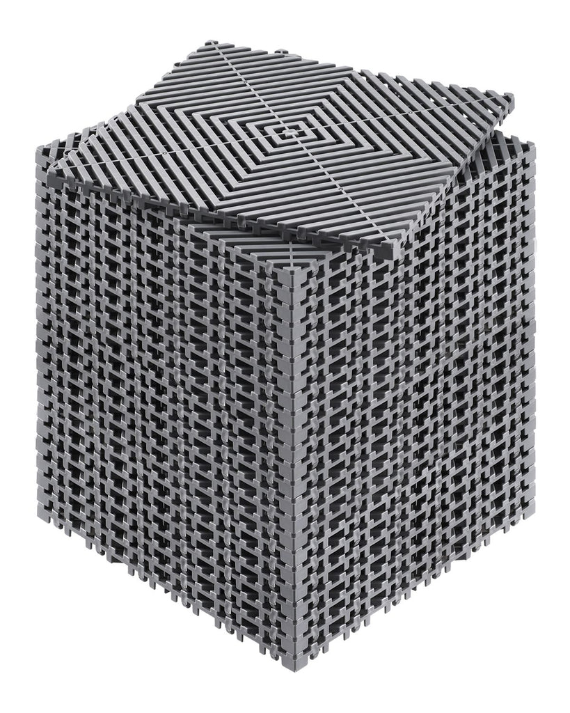 Interlocking Drainage Mat, 12' x 12' Modular Interlocking Cushion, 24 Pcs Splicing Drainage Mats, Non-Slip Gray PP Drainage Floor Tile and Shower Mat, for Garage, Garden, Kitchen & Outdoor