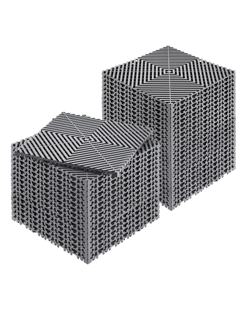Interlocking Drainage Mat, 12' x 12' Modular Interlocking Cushion, 40 Pcs Splicing Drainage Mats, Non-Slip Gray PP Drainage Floor Tile and Shower Mat, for Garage, Garden, Kitchen & Outdoor