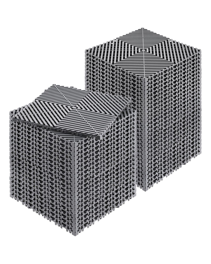 Interlocking Drainage Mat, 12' x 12' Modular Interlocking Cushion, 50 Pcs Splicing Drainage Mats, Non-Slip Gray PP Drainage Floor Tile and Shower Mat, for Garage, Garden, Kitchen & Outdoor
