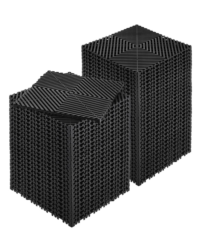 Interlocking Drainage Mat, 12' x 12' Modular Interlocking Cushion, 55 Pcs Splicing Drainage Mats, Non-Slip Black PP Drainage Floor Tile and Shower Mat, for Garage, Garden, Kitchen & Outdoor