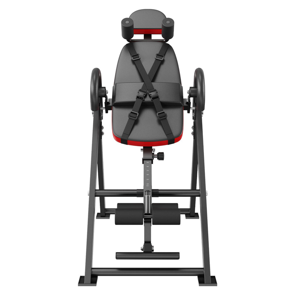 Inversion Table, 300 lbs Capacity Heavy Duty Inversion Table, Decompression Back Stretcher Machine, Strength Training Equipment with Headrest, Ankle Lock, Adjustable Protective Belt, Red/Black