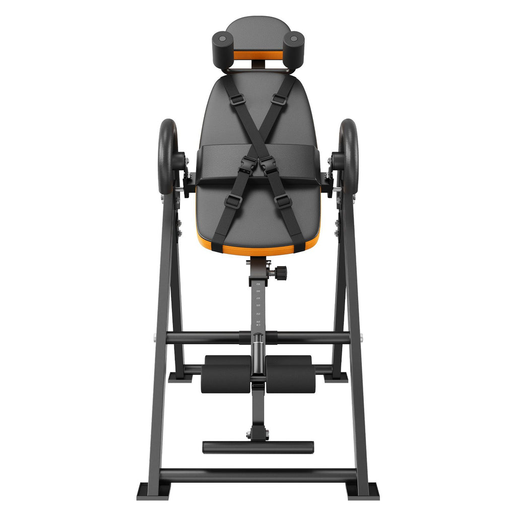 Inversion Table, 300lbs Capacity Heavy Duty Inversion Table, Decompression Back Stretcher Machine, Strength Training Equipment with Headrest, Ankle Lock, Adjustable Protective Belt, Orange/Black