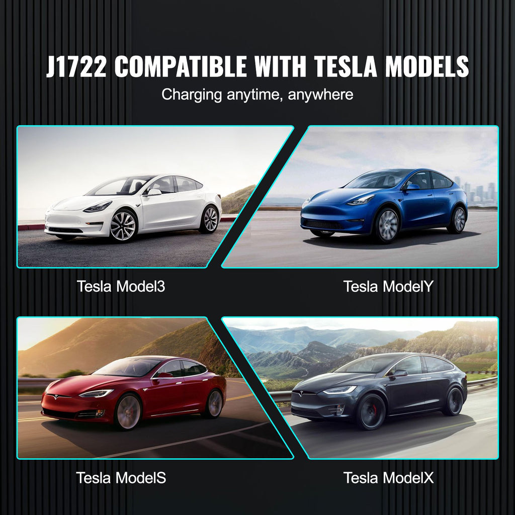 J1772 to Tesla Charger Adapter, 80 Amp 240V AC, SAE J1772 EV Charging Adapter to Tesla Plug, with Storage Bag Anti-Drop Lock IP65 Material, Compatible with Tesla Model 3, Y, S, X image 2