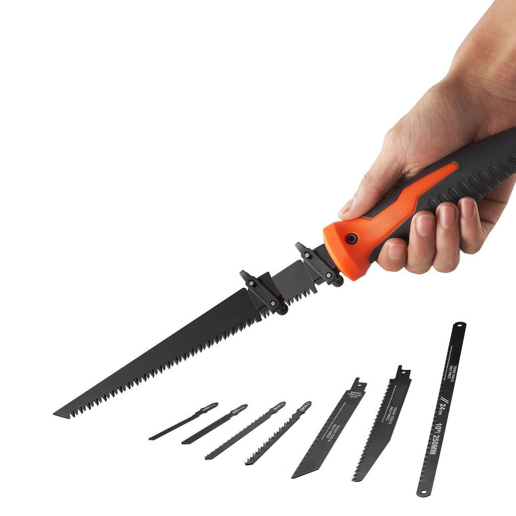 Jab Saw, 6 in Keyhole Saw with Soft Grip Handle, 8-In-1 Multi-Blades Drywall Jab Saw, Sharp Jab Saw with Triple Ground Teeth, for Cutting Drywall Wood Metel Plastic Plywood Wallboard Thin Sheet
