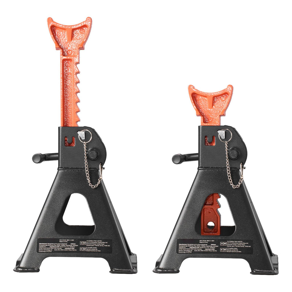 Jack Stands, 3 Ton (6,600 lbs) Capacity, 10.8-16.3 in Adjustable Height, Heavy Duty Steel Jack Auto Stands with Double Locking, for Lifting SUV, Pickup, Car, UTV/ATV, 1 Pair, Black and Orange