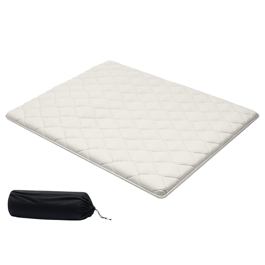 Japanese Tatami Mat, Queen Size Foldable Japanese Tatami Mattress, Futon Mattress with Storage Bag & Fastener, 9-Layer Floor Mat for Dormitory, Meditation, Yoga, 80 x 60 x 2.5 in, White