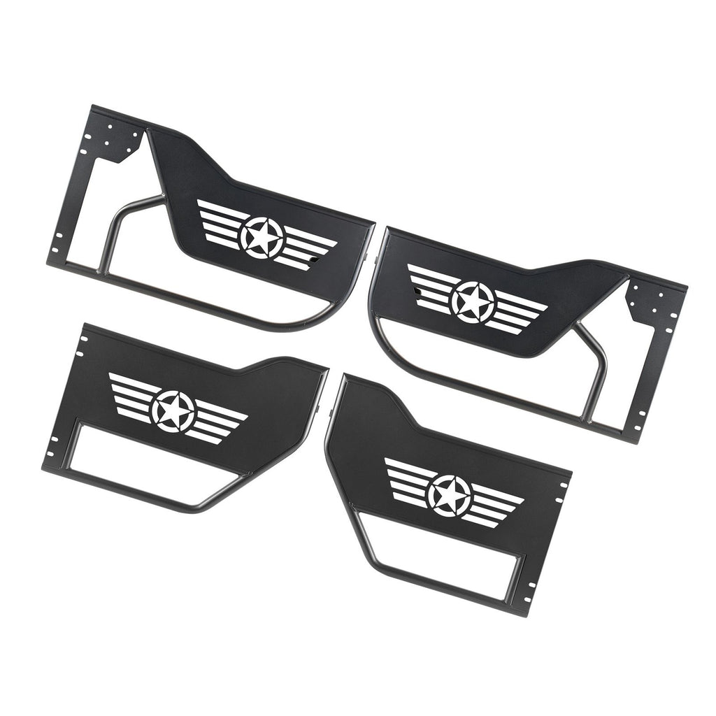 Jeep Tube Doors, 4-Door, Compatible with 2018-2026 Jeep Wrangler JL JLU & Gladiator JT 4XE, Steel Off Road Front & Rear Tubular Half Doors with DOT Certified Side View Mirrors
