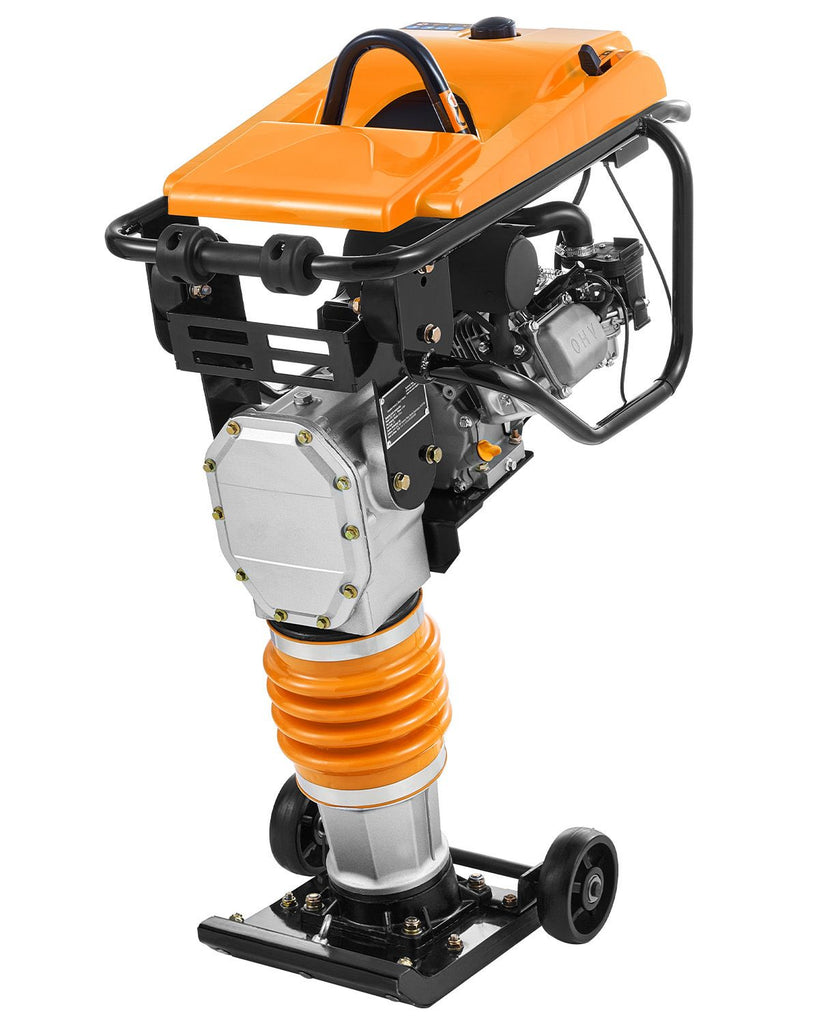 Jumping Jack Compactor, 6.5 HP Vibratory Rammer Fuel-Powered 196 cc Engine Tamper, 3600 lbs Impact Force, 26" Max Compaction Depth, for Soil, Gravel, Footings, Concrete Slabs, and Foundations