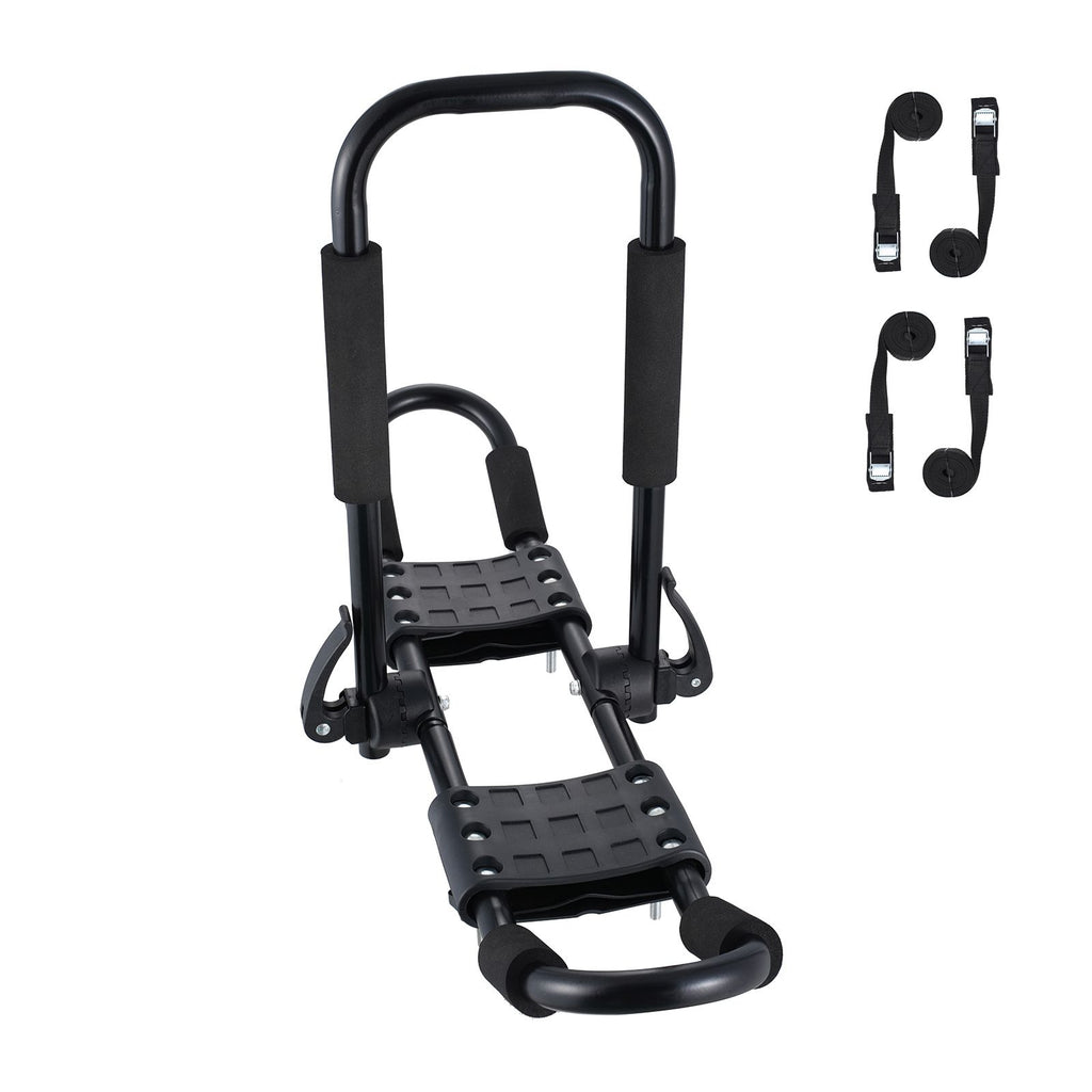 Kayak Roof Rack 1 Pair J-Bar, Soft Roof Rack Quick Folding, Top Mount Tie Down, Carrier for kayak, Surf Board, Canoe, SUP, Ski Board, Mount on Car, SUV, Truck, 1 Kayak