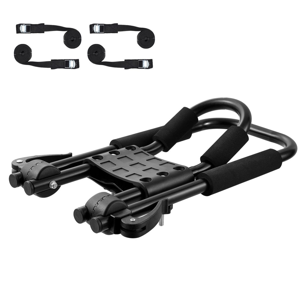 Kayak Roof Rack 2 Pairs J-Bar, Soft Roof Rack Quick Folding, Top Mount Tie Down, Carrier for kayak, Surf Board, Canoe, SUP, Ski Board, Mount on Car, SUV, Truck, 2 Kayaks
