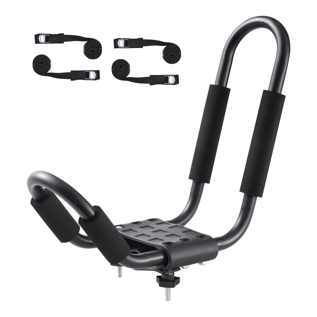 Kayak Roof Rack 2 Pairs J-Bar, Soft Roof Rack, Top Mount Tie Down, Carrier for kayak, Surf Board, Canoe, SUP, Ski Board, Mount on Car, SUV, Truck, 2 Kayaks
