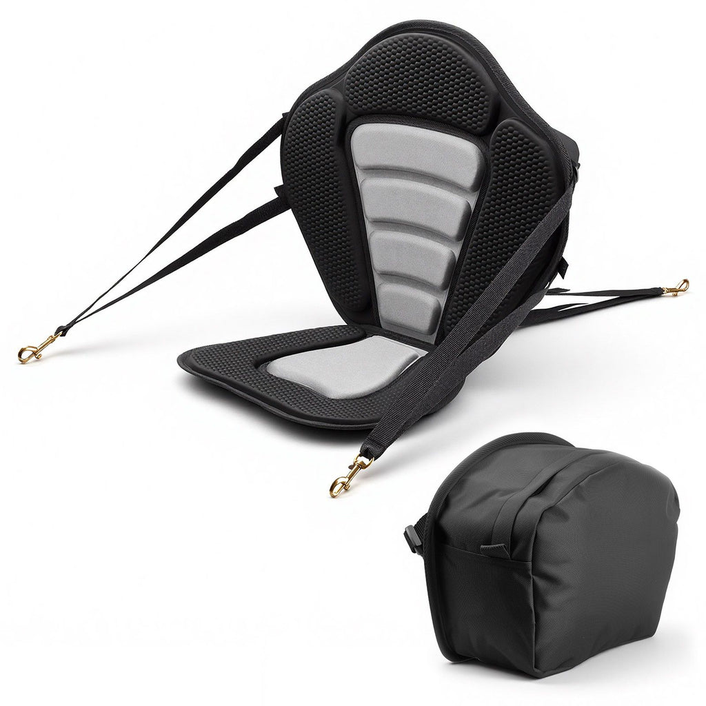 Kayak Seat, 1 Pack 0.5" Thick, Universal Paddle Board Seat with Back Support, Sit-on-Top Soft Padded Cushion with Storage Bag & Adjustable Straps for SUP, Canoe, Fishing Boat, Inflatable Kayak