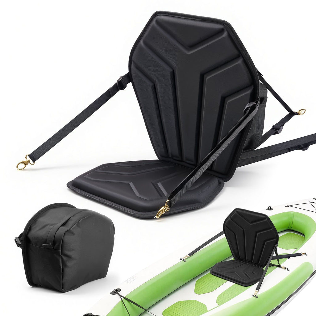 Kayak Seat, 1 Pack 1" Thick, Universal Paddle Board Seat with Back Support, Hexagonal Sit-on-Top Soft Padded Cushion with Storage Bag & Adjustable Straps for SUP, Fishing Boat, Inflatable Kayak