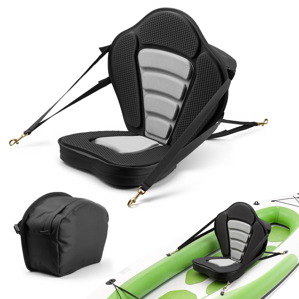 Kayak Seat, 1 Pack 2.6" Thick, Universal Paddle Board Seat with Back Support, Sit-on-Top Soft Padded Cushion with Storage Bag & Adjustable Straps for SUP, Canoe, Fishing Boat, Inflatable Kayak