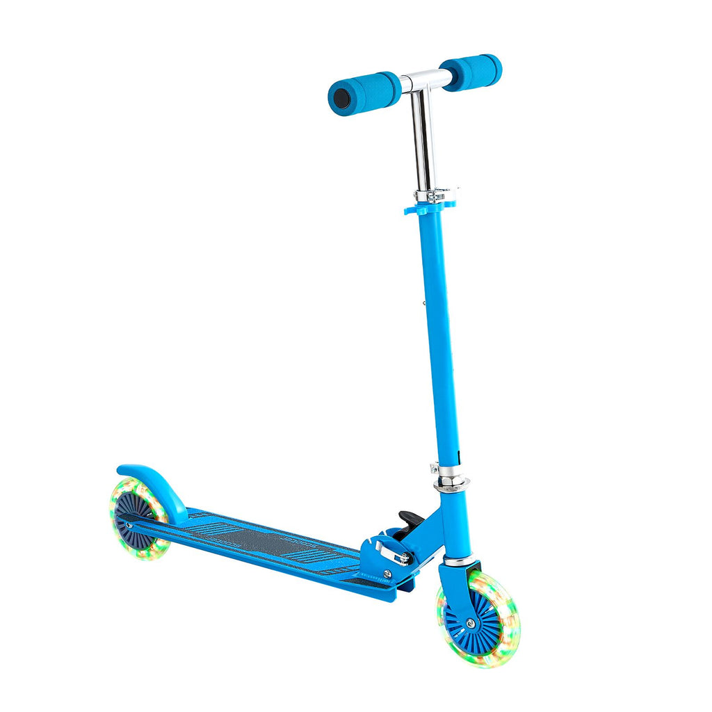 Kick Scooter for Kids Ages 3+, 2-Wheel Toddler Scooter with Light-Up Wheels, Adjustable Height Handlebar, Wide Anti-Slip Deck, Foldable Lightweight Frame for Boys & Girls up to 110 lbs, Blue