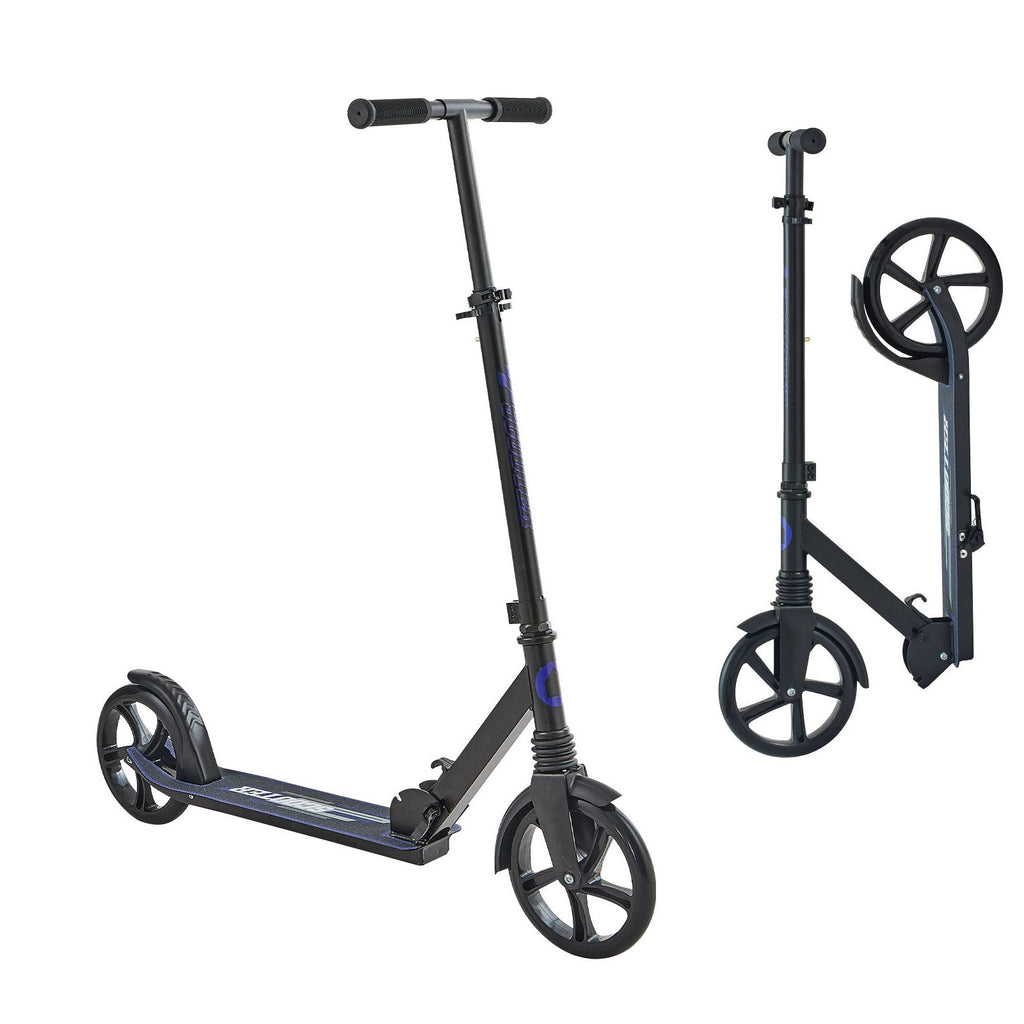 Kick Scooter for Kids Ages 8+, Teens & Adults, 2-Wheel Toddler Scooter with Adjustable Height Handlebar, Wide Anti-Slip Deck, Foldable Lightweight for Boys & Girls up to 220 lbs, Black + Purple