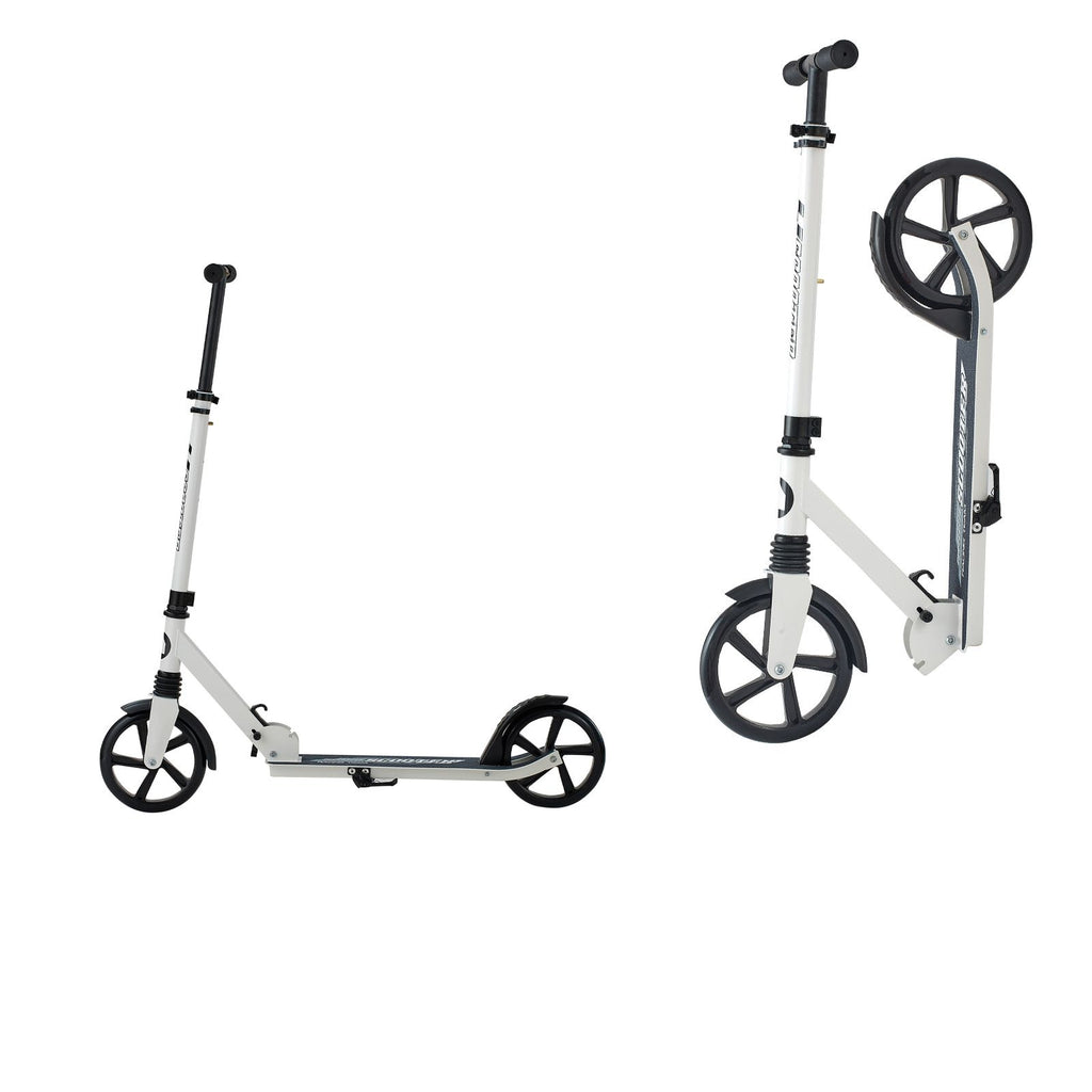 Kick Scooter for Kids Ages 8+, Teens & Adults, 2-Wheel Toddler Scooter with Adjustable Height Handlebar, Wide Anti-Slip Deck, Foldable Lightweight for Boys & Girls up to 220 lbs, White + Black