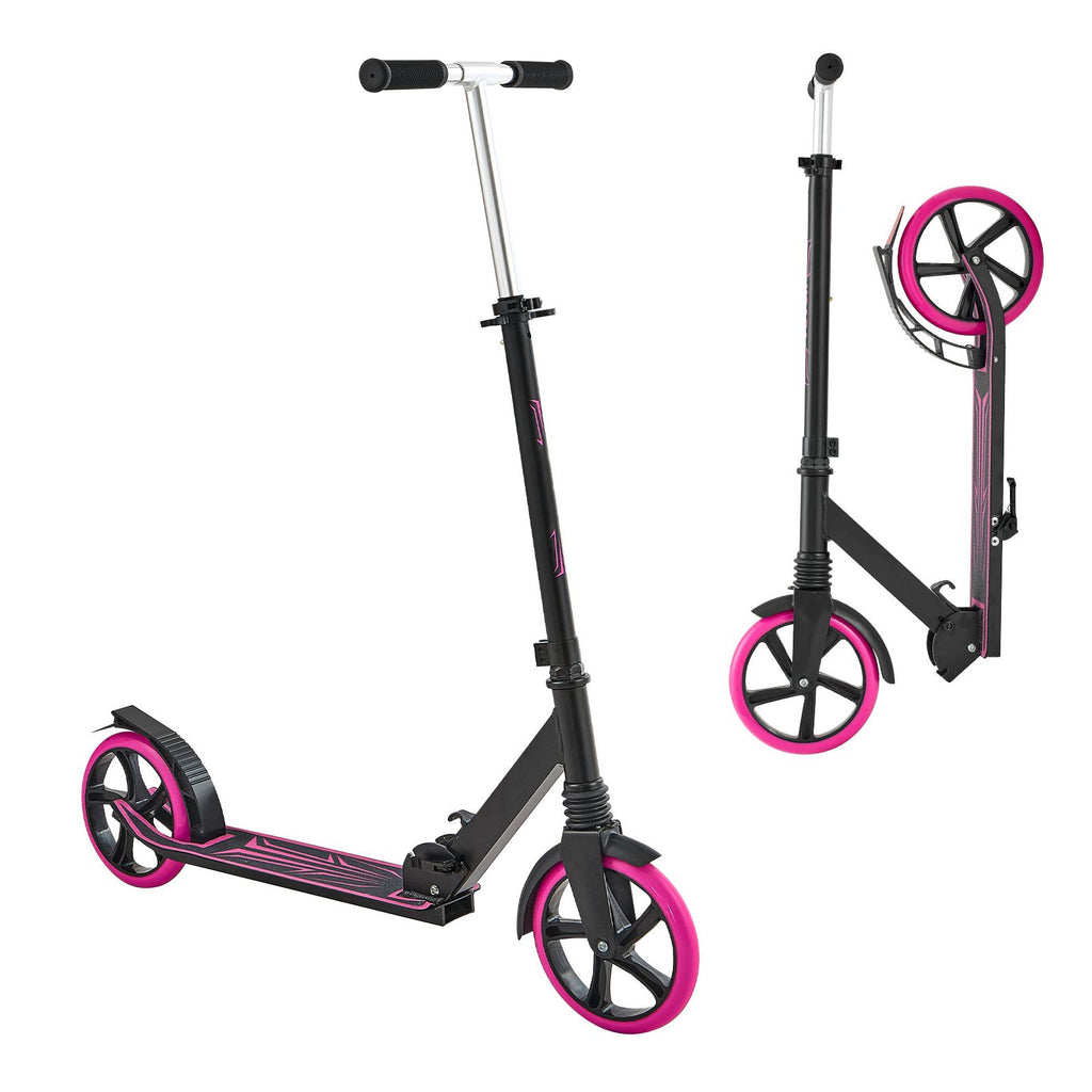 Kick Scooter for Kids Ages 8+, Teens & Adults, 2-Wheel Toddler Scooter with Adjustable Height Handlebar, Wide Anti-Slip Deck, Foldable Lightweight Frame for Boys & Girls up to 220 lbs, Pink
