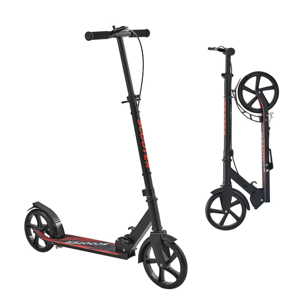Kick Scooter for Kids Ages 8+, Teens & Adults, 2-Wheel Toddler Scooter with Height Adjustable Handlebar, Wide Anti-Slip Deck, Foldable Lightweight Frame for Boys & Girls up to 220 lbs, Black