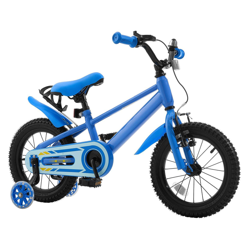 Kids Bike, 14 Inch Children Bicycle, Training Wheels BMX Style Blue, for Boys Girls Ages 3-5, Adjustable Seat & Handlebar, Front Brake & Rear Coaster Brake, Cup Holder, High-Carbon Steel Frame