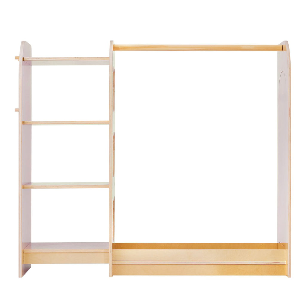 Kids Dress Up Storage, with Mirror, Wooden Kids Dress Up Rack, Toddler Wardrobe Closet for Little Girls, Storage Armoire, Costume Organizer, Children Playroom Furniture, for Bedroom, Natural